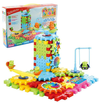 Battery Operated 81pcs Rotating Building Blocks with Gears for STEM Learning