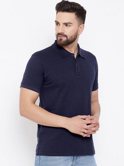 Cotton Blend Solid Half Sleeves Polo T-Shirt