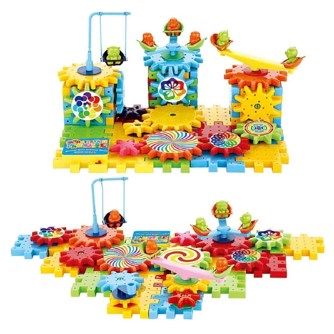 Battery Operated 81pcs Rotating Building Blocks with Gears for STEM Learning