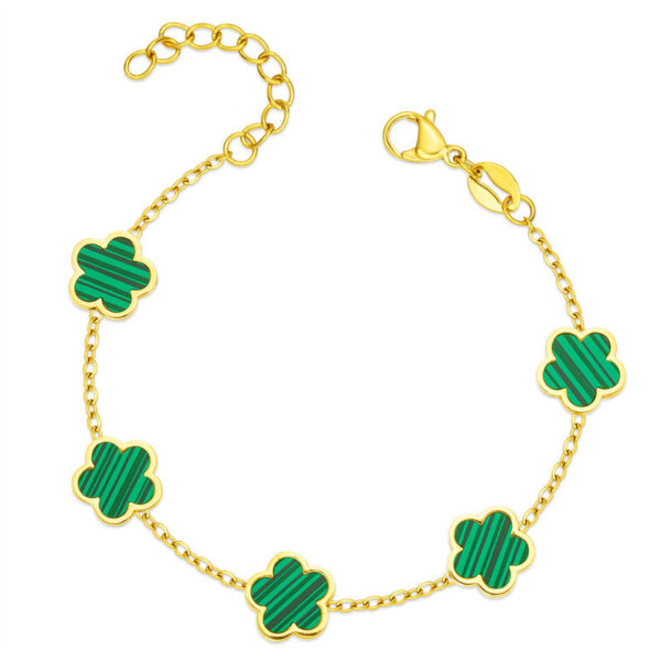 Small Fresh And Lovely Green Drop Gum Flower Gold Bracelet Jewelry - Image 6