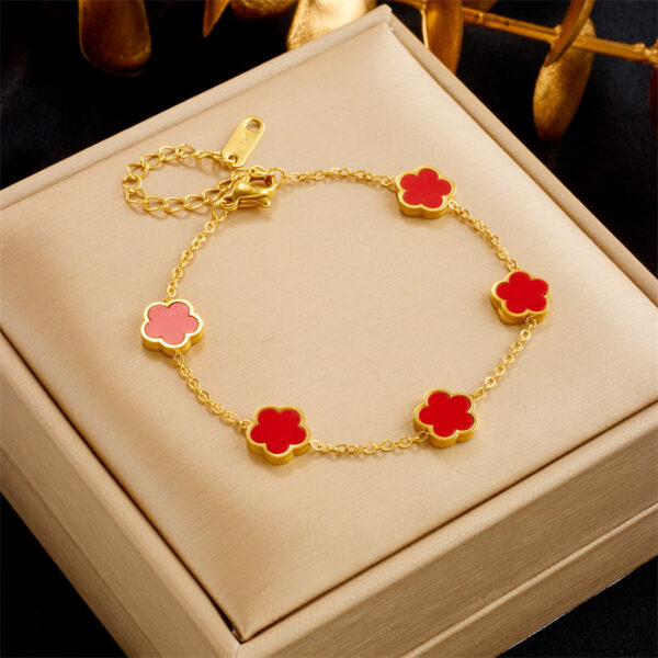 Small Fresh And Lovely Green Drop Gum Flower Gold Bracelet Jewelry - Image 10