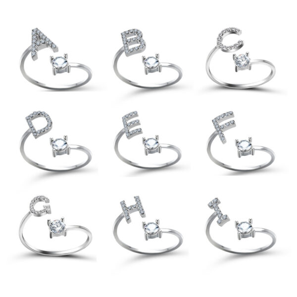 New Design Adjustable 26 Initial Letter Ring Fashion Jewelry For Women Simple Elegant Jewelry - Image 3