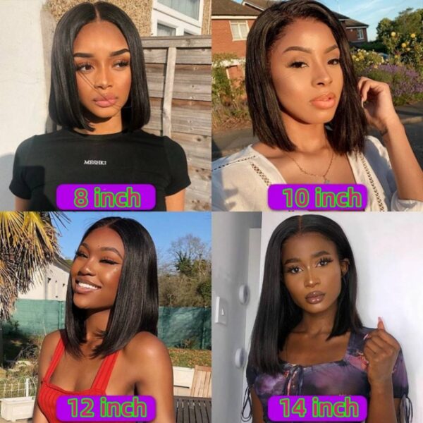 4X4 Transparent Lace Front Bob Feint No Glue Wearable Natural Human Hair Wig - Image 6
