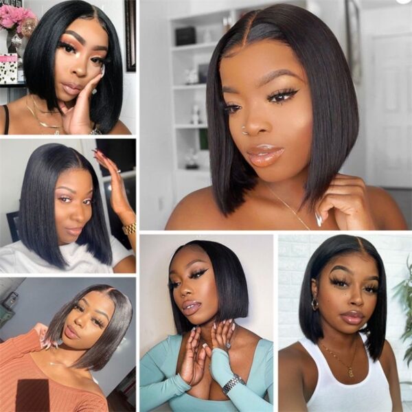 4X4 Transparent Lace Front Bob Feint No Glue Wearable Natural Human Hair Wig - Image 3