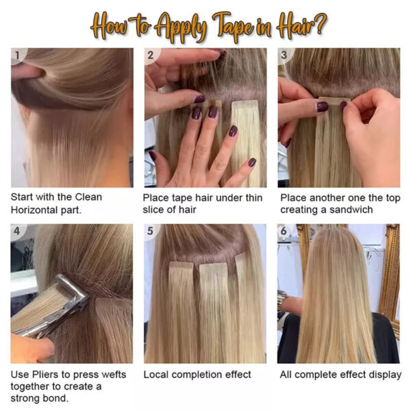 Double Pull Full Virgin Real 50g Hair Extension Long With Weft Invisible Skin Weft 20 Thick Seamless Human Hair - Image 6