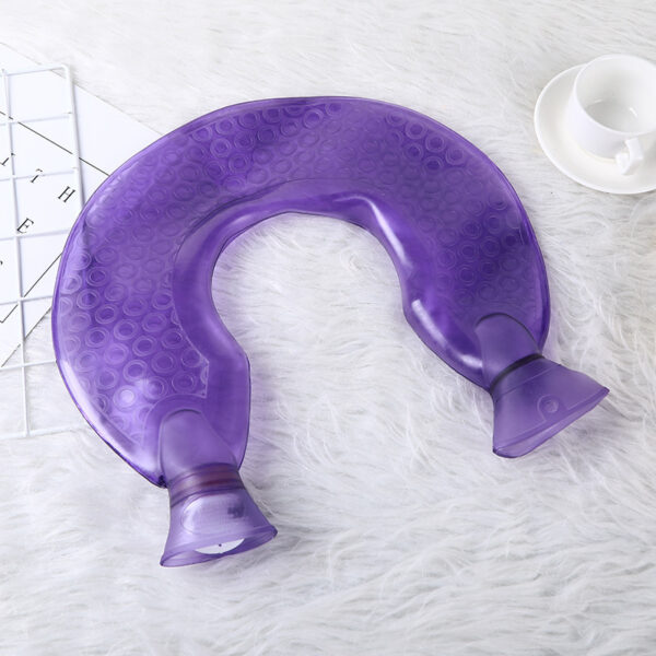 LU-shaped Wide Mouth Knob Hot Water Bottle Mini Transparent PVC Hot Water Bottle - Image 6