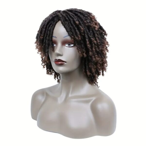 Short Hair Braided Non-toxic Wig African Curly Wig Synthetic Wig African Hair Braided Hook Braided Wig Dirty Braid Headgear - Image 3