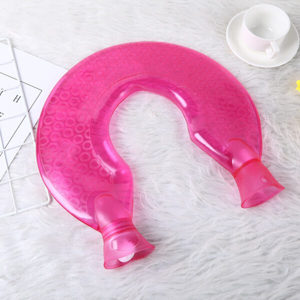 LU-shaped Wide Mouth Knob Hot Water Bottle Mini Transparent PVC Hot Water Bottle - Image 3