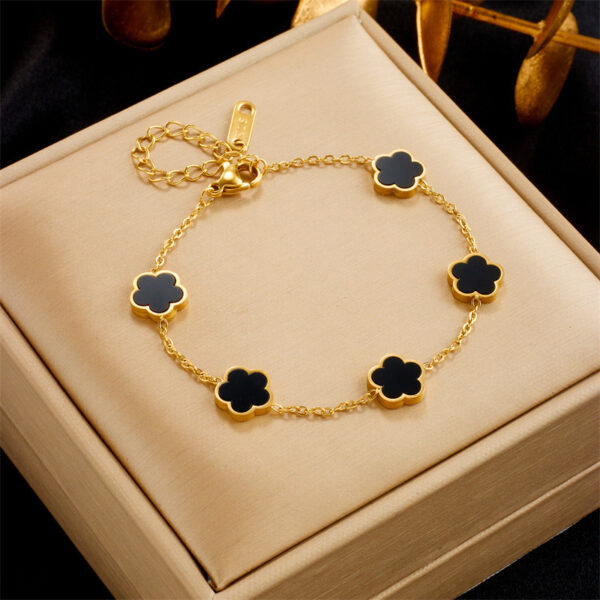 Small Fresh And Lovely Green Drop Gum Flower Gold Bracelet Jewelry - Image 5