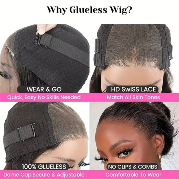 4X4 Transparent Lace Front Bob Feint No Glue Wearable Natural Human Hair Wig - Image 5