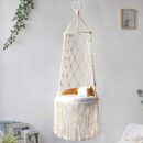 Cat Hammock Swing Bed with Cushion – Hanging Nest Basket for Cats