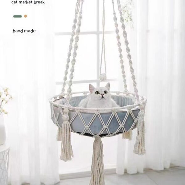 Cat Hammock Swing Bed with Cushion – Hanging Nest Basket for Cats