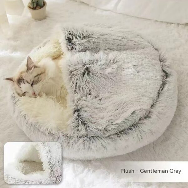 2 In 1 Dog And Cat Bed Pet Winter Bed Round Plush Warm Bed House Soft Long Plush Pets Bed Pet Products - Image 8