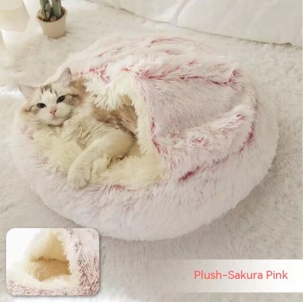 2 In 1 Dog And Cat Bed Pet Winter Bed Round Plush Warm Bed House Soft Long Plush Pets Bed Pet Products - Image 7