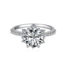 Set S925 Sterling Silver Ornament Snowflake Zircon Ring Light Luxury Clavicle Chain  Earrings