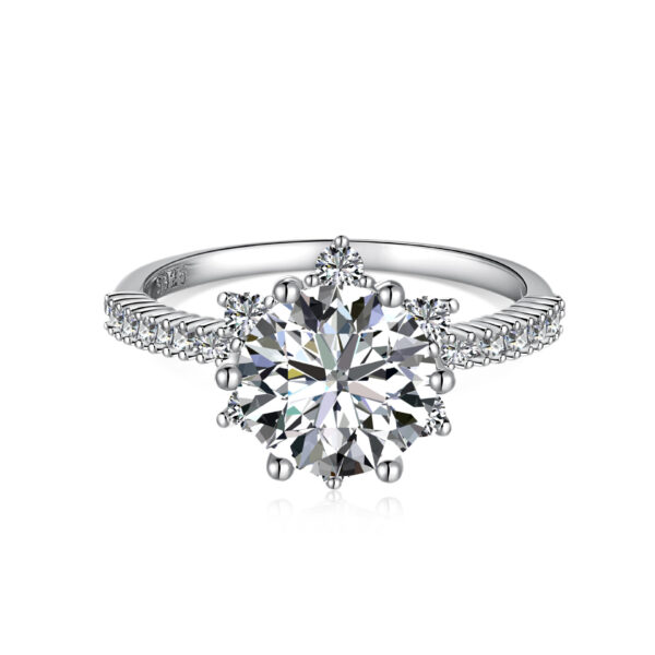Set S925 Sterling Silver Ornament Snowflake Zircon Ring Light Luxury Clavicle Chain  Earrings - Image 7