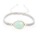 Woven Bracelet Drop Shape Green Gold Stone Bracelet Carrying Strap
