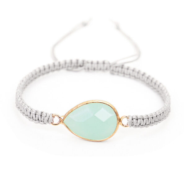 Woven Bracelet Drop Shape Green Gold Stone Bracelet Carrying Strap - Image 3