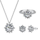 Set S925 Sterling Silver Ornament Snowflake Zircon Ring Light Luxury Clavicle Chain  Earrings