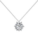Set S925 Sterling Silver Ornament Snowflake Zircon Ring Light Luxury Clavicle Chain  Earrings