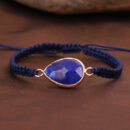 Woven Bracelet Drop Shape Green Gold Stone Bracelet Carrying Strap