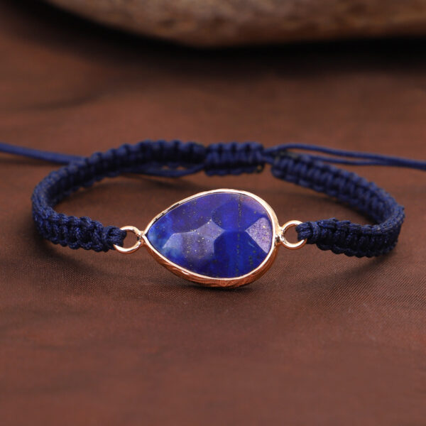 Woven Bracelet Drop Shape Green Gold Stone Bracelet Carrying Strap - Image 6
